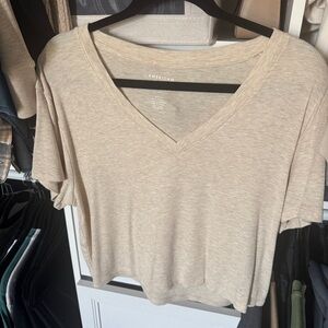 American Eagle Outfitters Women's Cream V-Neck Top